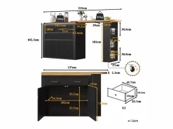 Merax Mesa de bar móvil extensible - 137-215 x 39 x 102,3 cm - con 1 cajón + 2 puertas - MDF - Negro Sale