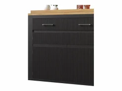 Merax Mesa de bar móvil extensible - 137-215 x 39 x 102,3 cm - con 1 cajón + 2 puertas - MDF - Negro Sale