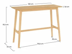 Rendez-Vous Déco Mesa Alta|Mesa de bar rectangular de madera clara, 4 personas - Buvette