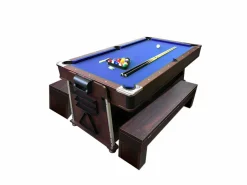 ELITESHOPPING Mesa de billar 7 pies Multijuego Air Hockey + Ping Pong - Stark con bancos Azul Sale
