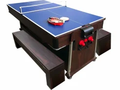 ELITESHOPPING Mesa de Billar 7 pies Multijuego Air Hockey + Ping Pong – Stark con bancos Verde Sale
