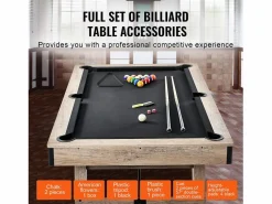 Mesa de Billar Convertible SucceBuy 213 cm - Juego de Mesa de Billar, Tela Negra, para Sala de Juegos Negro Best
