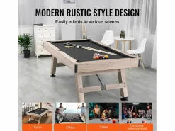 Mesa de Billar Convertible SucceBuy 213 cm - Juego de Mesa de Billar, Tela Negra, para Sala de Juegos Negro Best