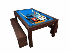 ELITESHOPPING Billar|Mesa de billar convertible de 7 pies con bancos - Theti