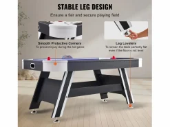Mesa de billar SucceBuy de 183 cm con marcador LED, discos y pulsadores incluidos Blanco Discount