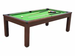Vente-unique Mesa de billar transformable 207x114x79 cm IMPERIALE Color natural oscuro / Verde New