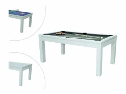 Vente-unique Mesa de billar y ping-pong convertible, blanca, L182 x A102 x A80 cm, HENK Blanco Clearance
