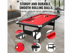 Mesa de Billard Convertible SucceBuy de 213 cm, Portátil, con Tela Roja para Sala de Juegos^ Outlet