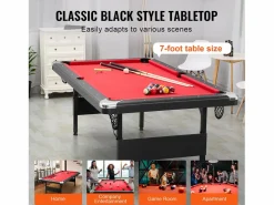 Mesa de Billard Convertible SucceBuy de 213 cm, Portátil, con Tela Roja para Sala de Juegos^ Outlet
