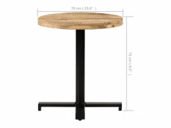 Mesa de bistró redonda madera de mango rugosa Ø70x75 cm^Clicnbuy Best