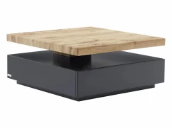 Vente-unique Mesa de centro - 1 cajón y tablero pivotante - MDF - Color: antracita y roble. KYRIA Gris antracita / Color natural claro Best