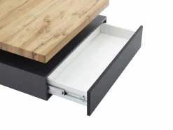 Vente-unique Mesa de centro - 1 cajón y tablero pivotante - MDF - Color: antracita y roble. KYRIA Gris antracita / Color natural claro Best