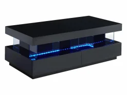 Mesa de centro - MDF lacado - LEDs - 2 cajones y 2 estantes - - FABIO II^Vente-unique