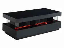 Mesa de centro - MDF lacado - LEDs - 2 cajones y 2 estantes - - FABIO II^Vente-unique