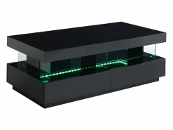 Mesa de centro - MDF lacado - LEDs - 2 cajones y 2 estantes - - FABIO II^Vente-unique