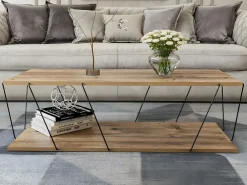 Mesa de centro - Natural y negra - DELORY^Vente-unique Online