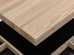 Vente-unique Mesa de centro - Tablero pivotante - MDF lacado negro y natural claro - FAUSTO Negro / Color natural claro Best