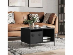 Clicnbuy Mesa de centro acero laminado en frío 68,5x50x43,5 cm Negro New