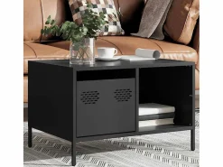 Clicnbuy Mesa de centro acero laminado en frío 68,5x50x43,5 cm Negro New