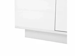 Mesa de centro blanca - Mesa de centro con iluminación LED y 2 cajones - tapa de cristal Blanco Discount