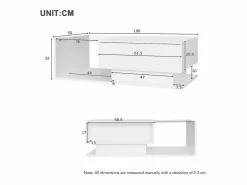 OKWISH Mesa De Centro|Mesa de centro blanca de 100 x 50 cm con LED, cajón y tablero de cristal - para salón y oficina
