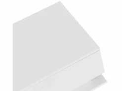 OKWISH Mesa De Centro|Mesa de centro blanca de 100 x 50 cm con LED, cajón y tablero de cristal - para salón y oficina