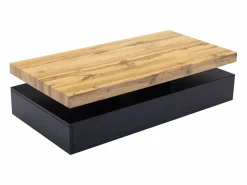 Vente-unique Mesa de centro con 2 cajones de MDF - Negro y natural claro - FELIX Negro / Color natural claro Clearance