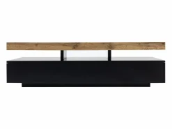 Vente-unique Mesa de centro con 2 cajones de MDF - Negro y natural claro - FELIX Negro / Color natural claro Clearance