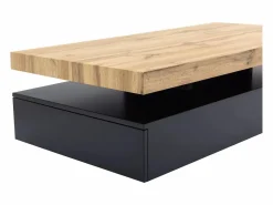 Vente-unique Mesa de centro con 2 cajones de MDF - Negro y natural claro - FELIX Negro / Color natural claro Clearance