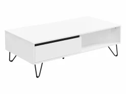 Vente-unique Mesa De Centro|Mesa de centro con 2 cajones y 2 estantes de MDF y acero - y negro - ABUJA