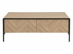 Vente-unique Mesa de centro con 2 cajones de MDF y acero - Natural claro y Negro - TUMACO Color natural claro New