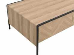 Vente-unique Mesa de centro con 2 cajones de MDF y acero - Natural claro y Negro - TUMACO Color natural claro New