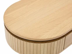 Vente-unique Mesa de centro con 2 cajones chapado en roble y metal - Natural claro y Negro - CARDIONA Negro / Color natural claro Hot