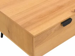 Vente-unique Mesa de centro con 2 cajones y 2 estantes chapado en roble y acero - Natural y Negro - SINOLO Color natural claro Online