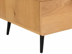 Vente-unique Mesa de centro con 2 cajones y 2 estantes chapado en roble y acero - Natural y Negro - SINOLO Color natural claro Online