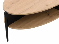 Mesa de centro con 4 estantes de MDF y metal - Natural claro y Negro - EVARO^Vente-unique Outlet