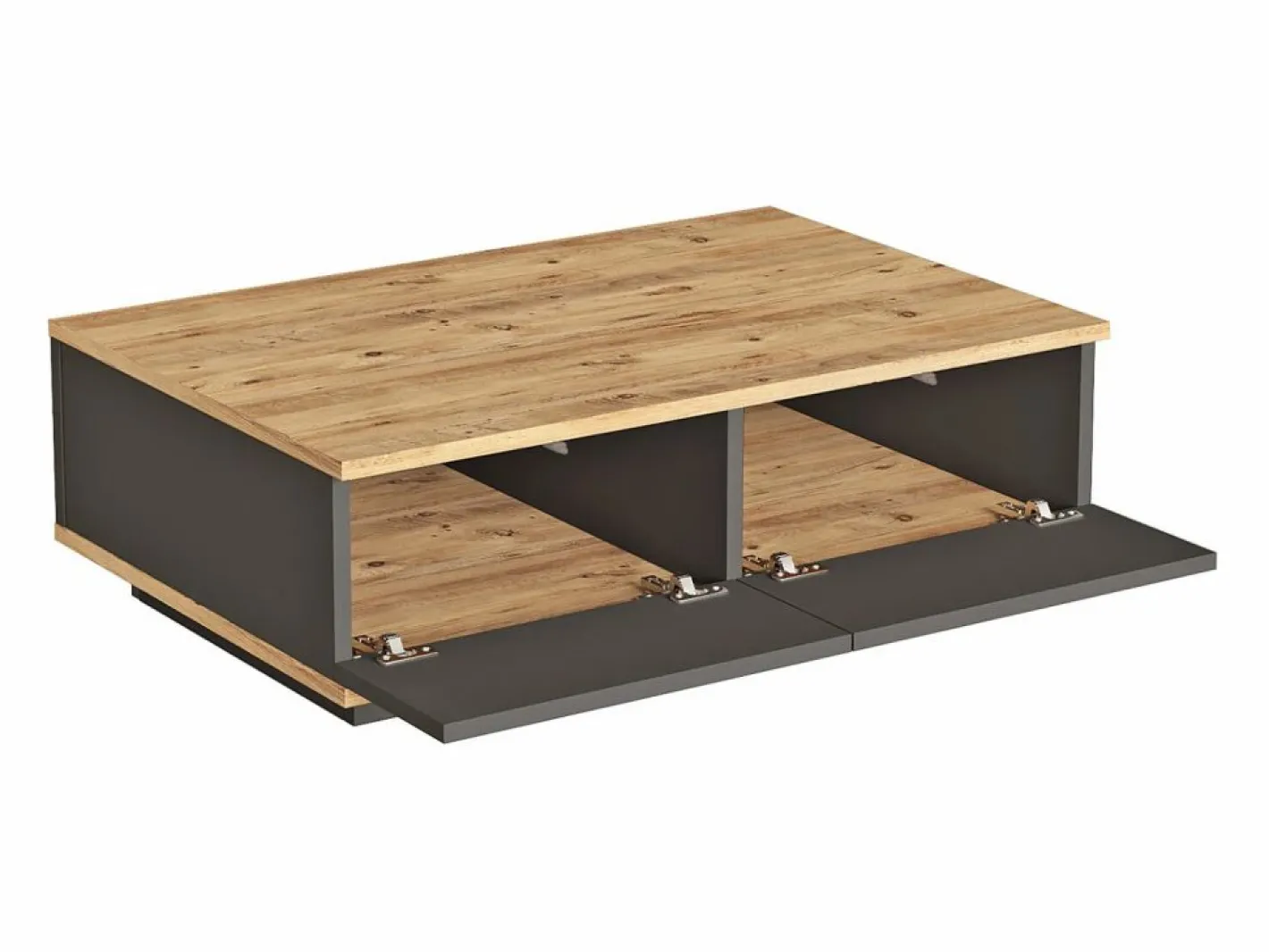 Vente-unique Mesa de centro con 2 puertas - Natural Claro y Antracita - LOTULA Gris antracita / Color natural claro Best