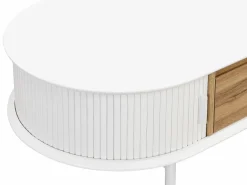 Mesa de centro con 2 puertas correderas y 1 cajón de MDF - Natural y blanco - VELURANI^Vente-unique Clearance