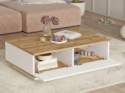 Vente-unique Mesa de centro con 2 puertas - Natural y Blanco - LOTULA Color natural claro / Blanco Hot