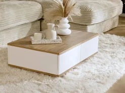 Vente-unique Mesa de centro con 2 puertas - Natural y Blanco - LOTULA Color natural claro / Blanco Hot