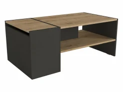 Mesa de centro con almacenaje - Antracita y natural - VELKAN^Vente-unique Best