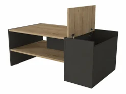 Mesa de centro con almacenaje - Antracita y natural - VELKAN^Vente-unique Best