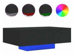 vidaxl Mesa de centro con luces LED 85x55x31 cm Negro Sale