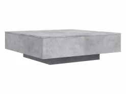 Clicnbuy Mesa de centro con luces LED hormigón 100x100x31 cm Gris Best