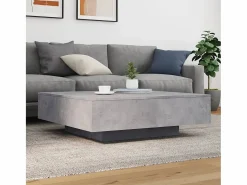 Clicnbuy Mesa de centro con luces LED hormigón 100x100x31 cm Gris Best
