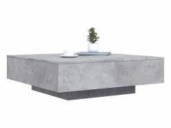 Clicnbuy Mesa de centro con luces LED hormigón 100x100x31 cm Gris Best