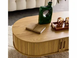 Sweeek Mesa De Centro|Mesa de centro con puertas correderas y efecto madera natural