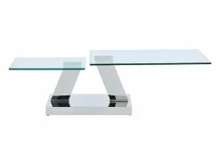 Maison Céphy Mesa De Centro|Mesa de centro con tableros giratorios - Vidrio templado y acero inoxidable - Transparente - OYRUS