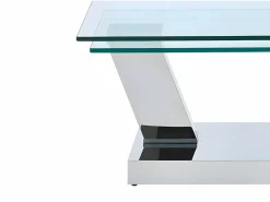 Maison Céphy Mesa De Centro|Mesa de centro con tableros giratorios - Vidrio templado y acero inoxidable - Transparente - OYRUS