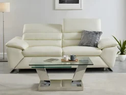 Maison Céphy Mesa De Centro|Mesa de centro con tableros giratorios - Vidrio templado y acero inoxidable - Transparente - OYRUS